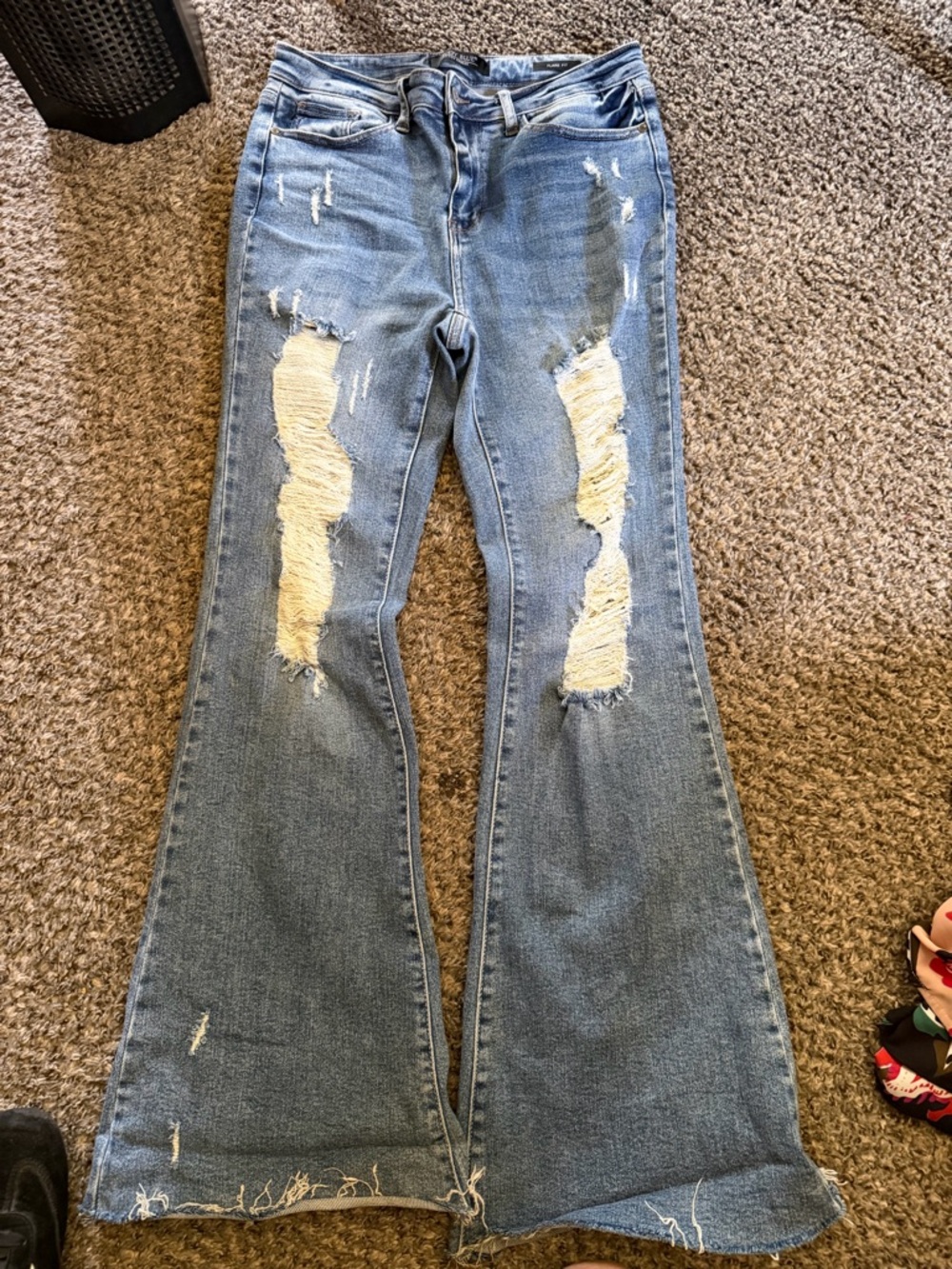 Judy Blue Light Blue Distressed Flare Jeans